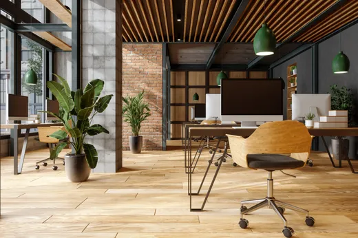 Clean, bright office workspace